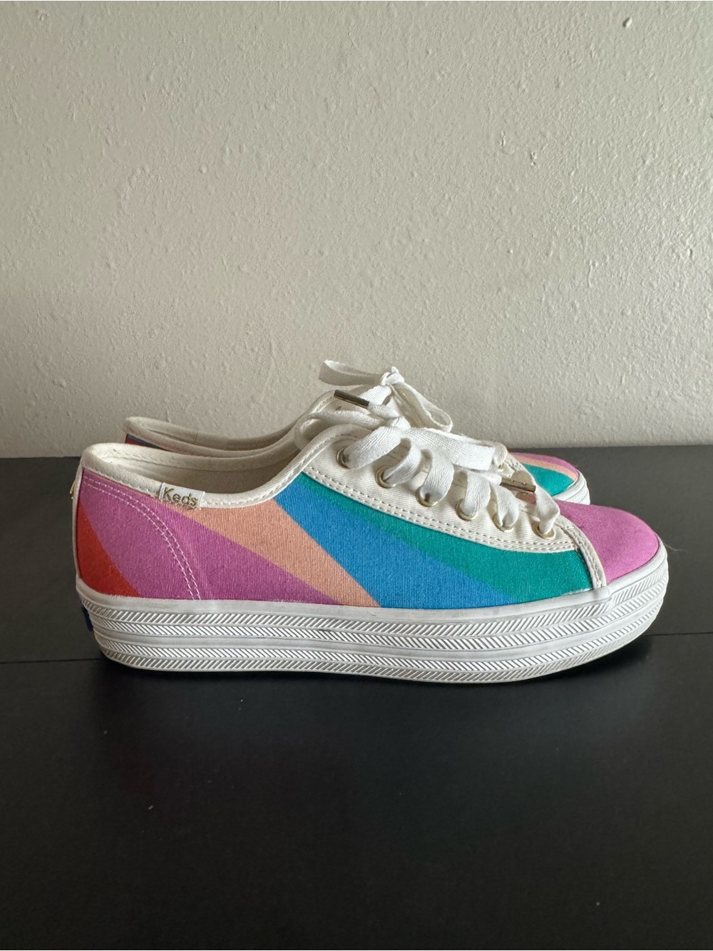 Keds x Kate Spades Platform Rainbow Stripe Canvas Sneaker - White/Multi - Picture 4 of 7